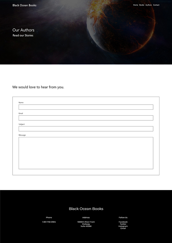 Black Ocean Contact Index Mockup